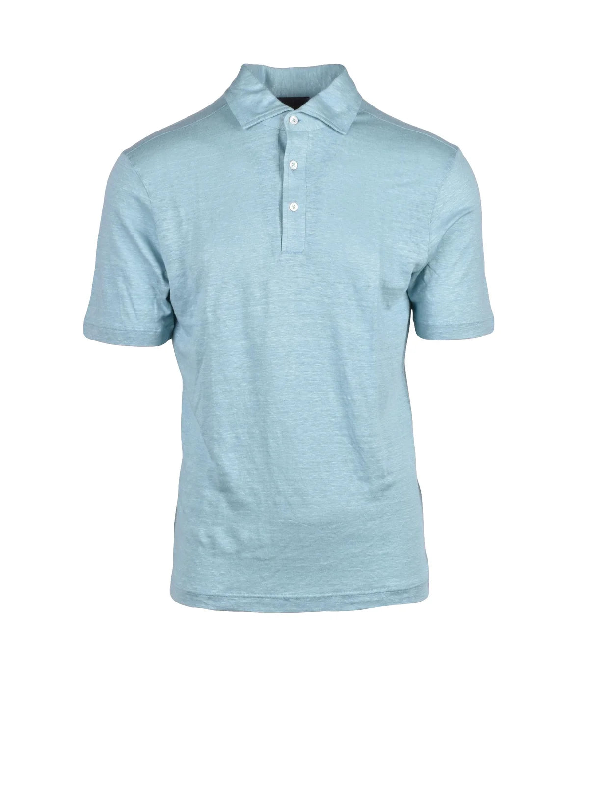 Aqua Green Linen Polo Shirt