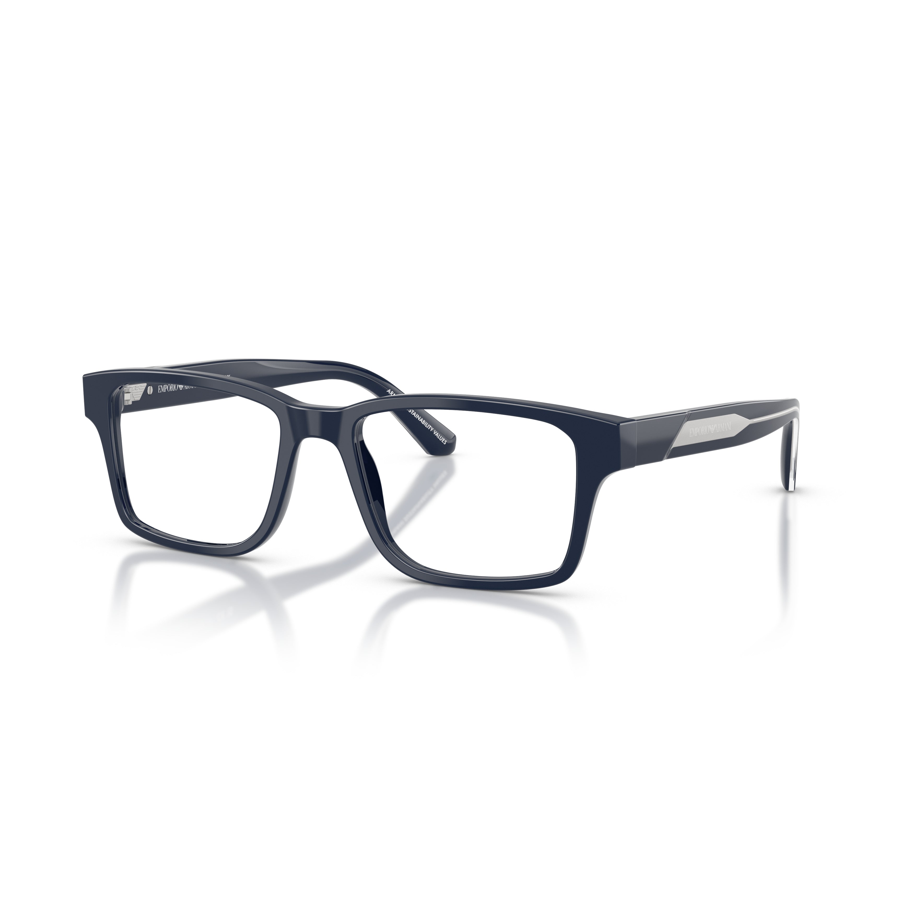0ea3271 Rectangular Navy Acetate Eyeglass Frames with Silver Accents