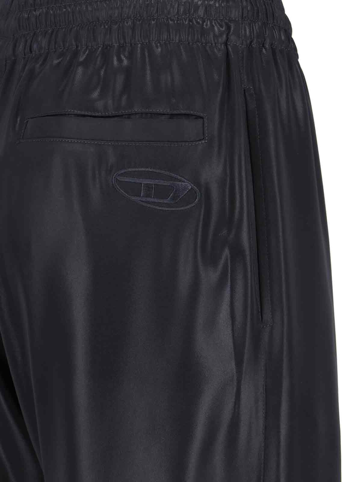 Mid-Rise Black Pants With Adjustable Waist And Subtle Logo