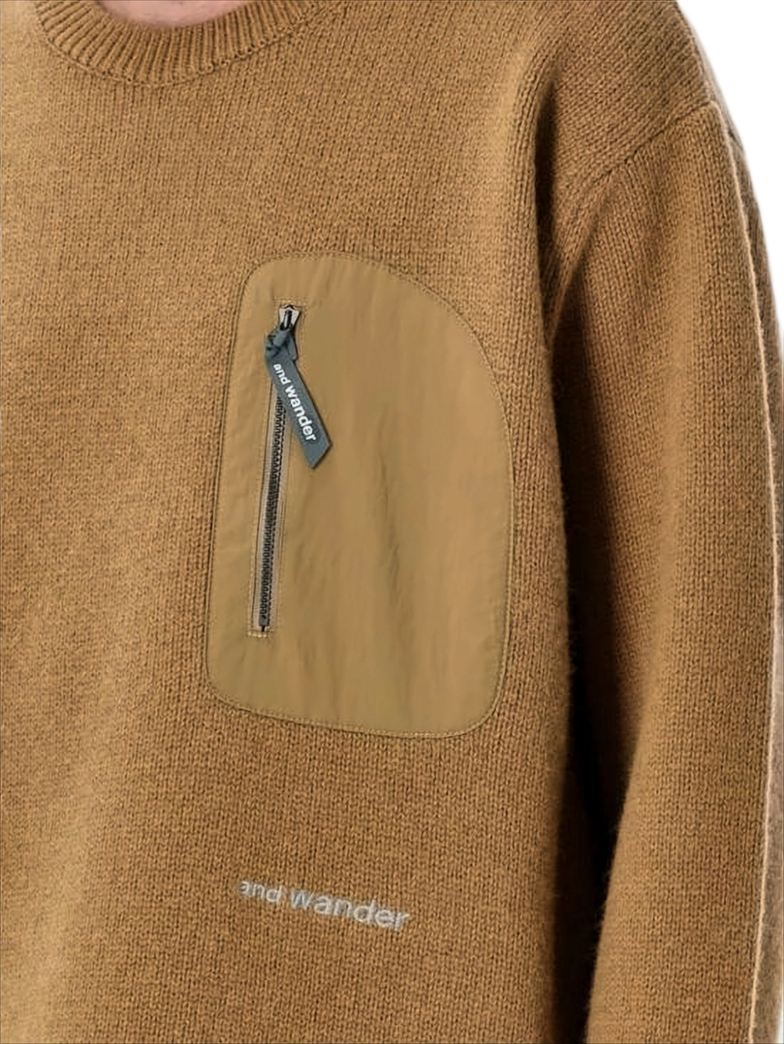 Textured Knit Sweater with Contrasting Zippered Pocket