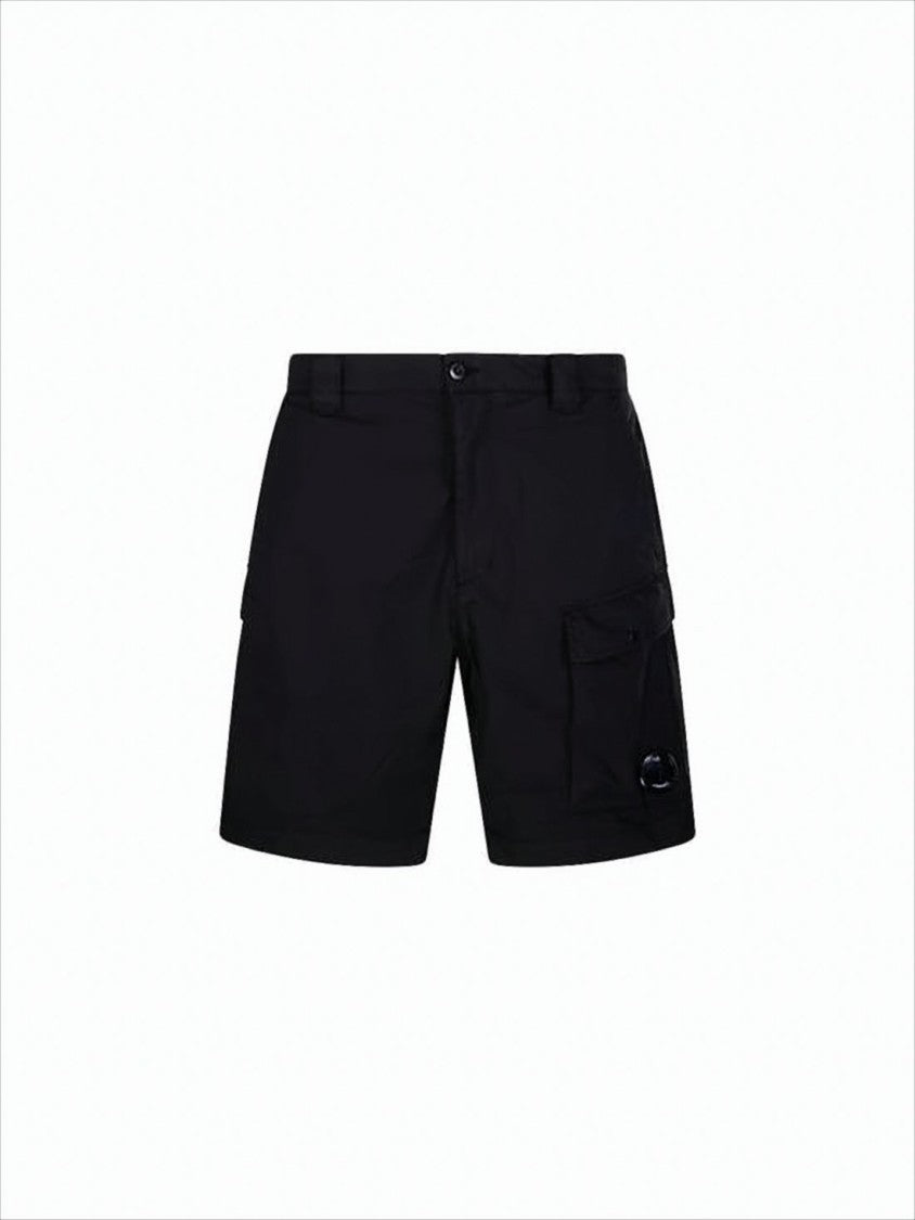 Tailored Black Shorts with Flap Pocket