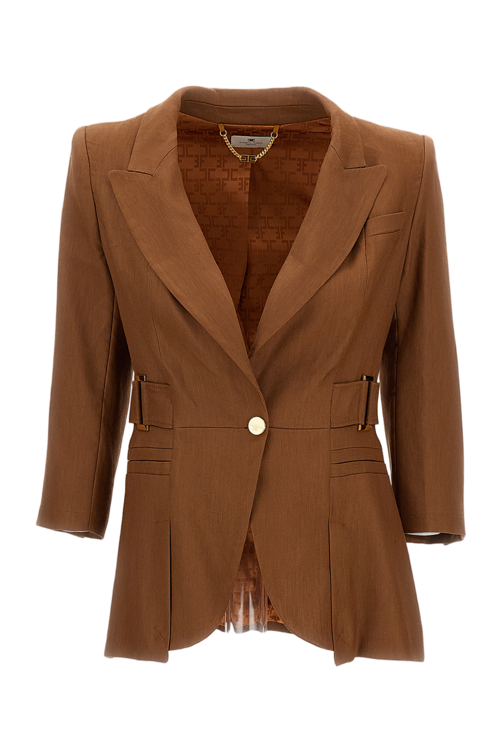 Linen-Blend Jacket with Gold Metallic Details