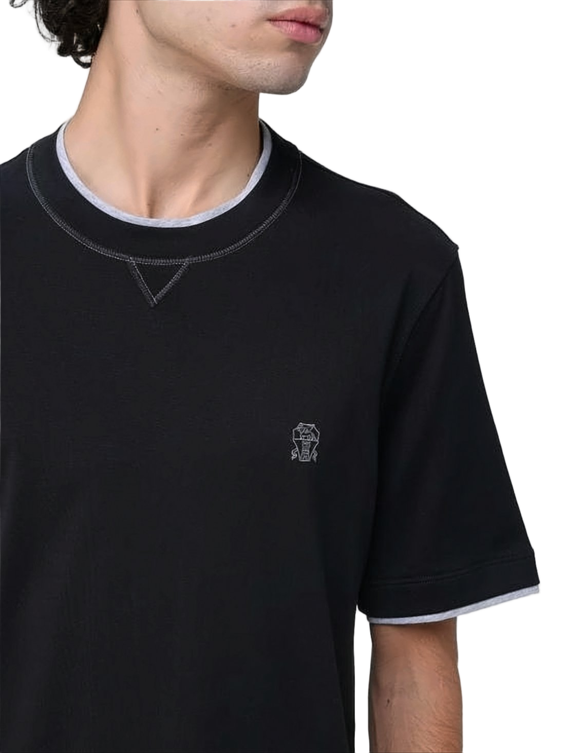 Relaxed-Fit Black T-Shirt With Contrasting Trim