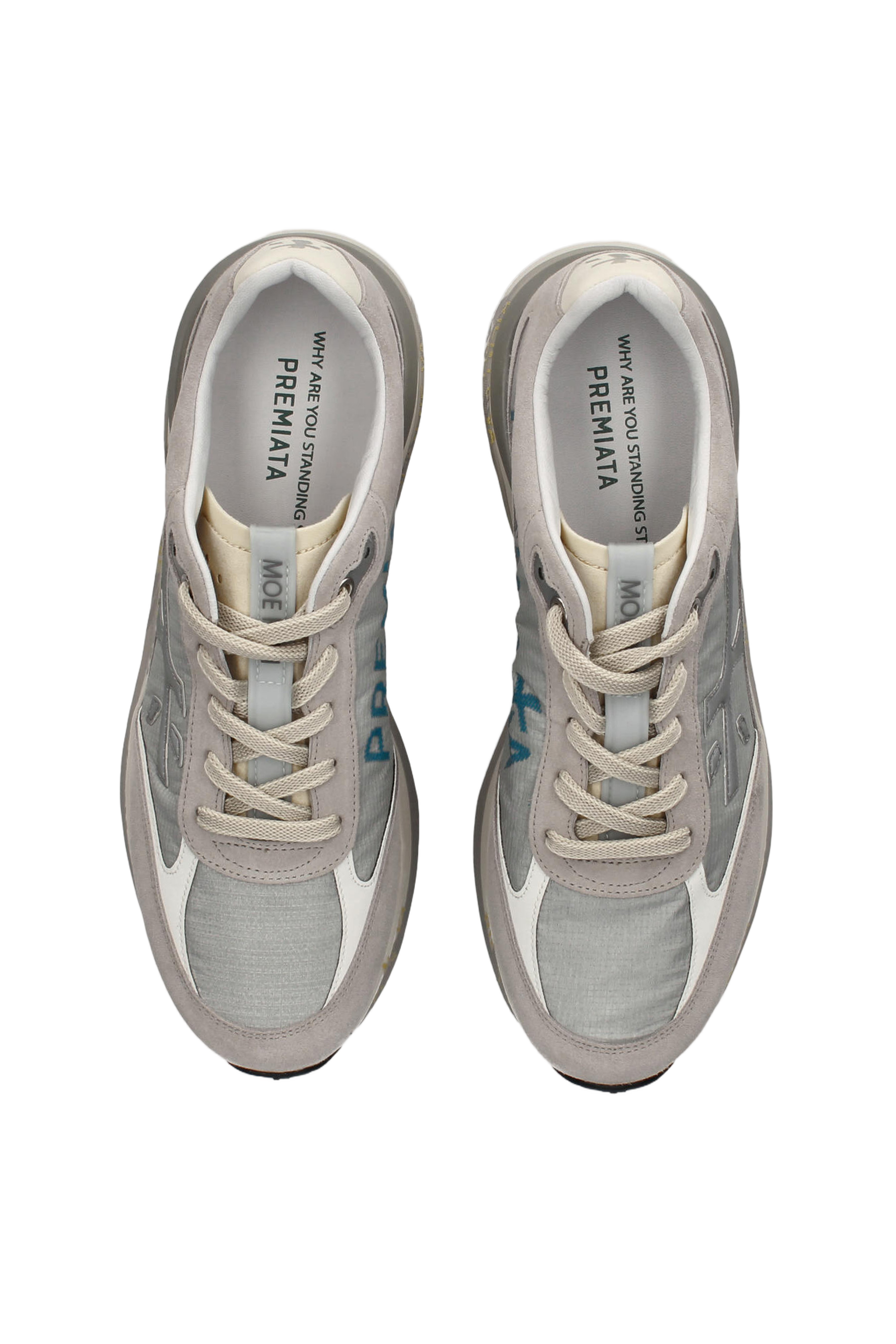 Grey Moerun Leather And Canvas Sneakers