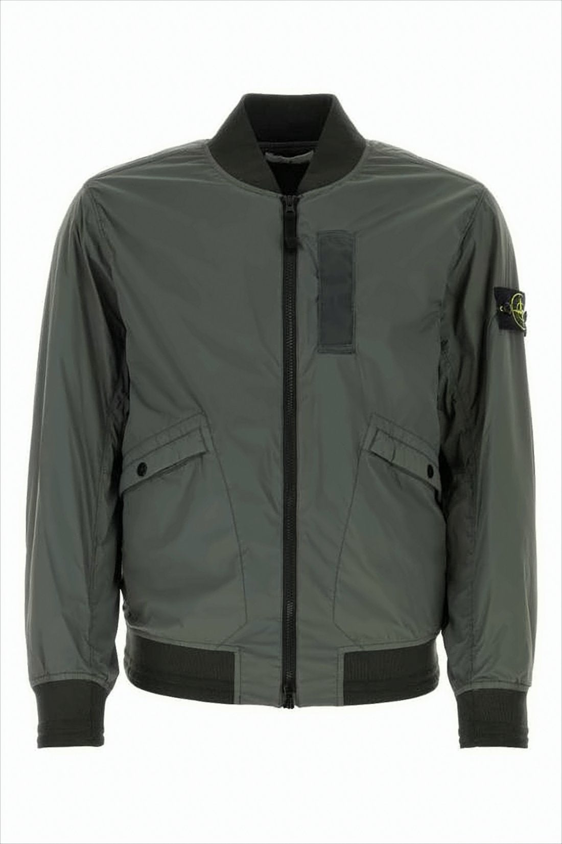 Smooth-Finish Dark Green Bomber Jacket