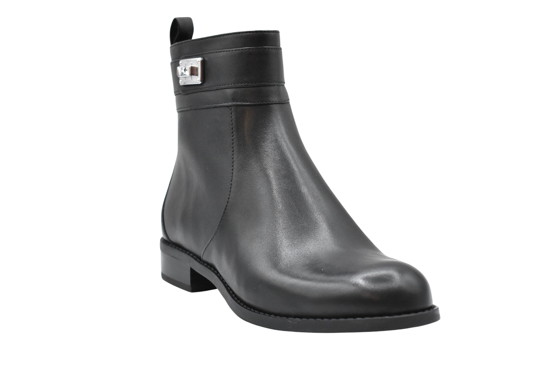 Black Leather Ankle Boots With Rounded Toe