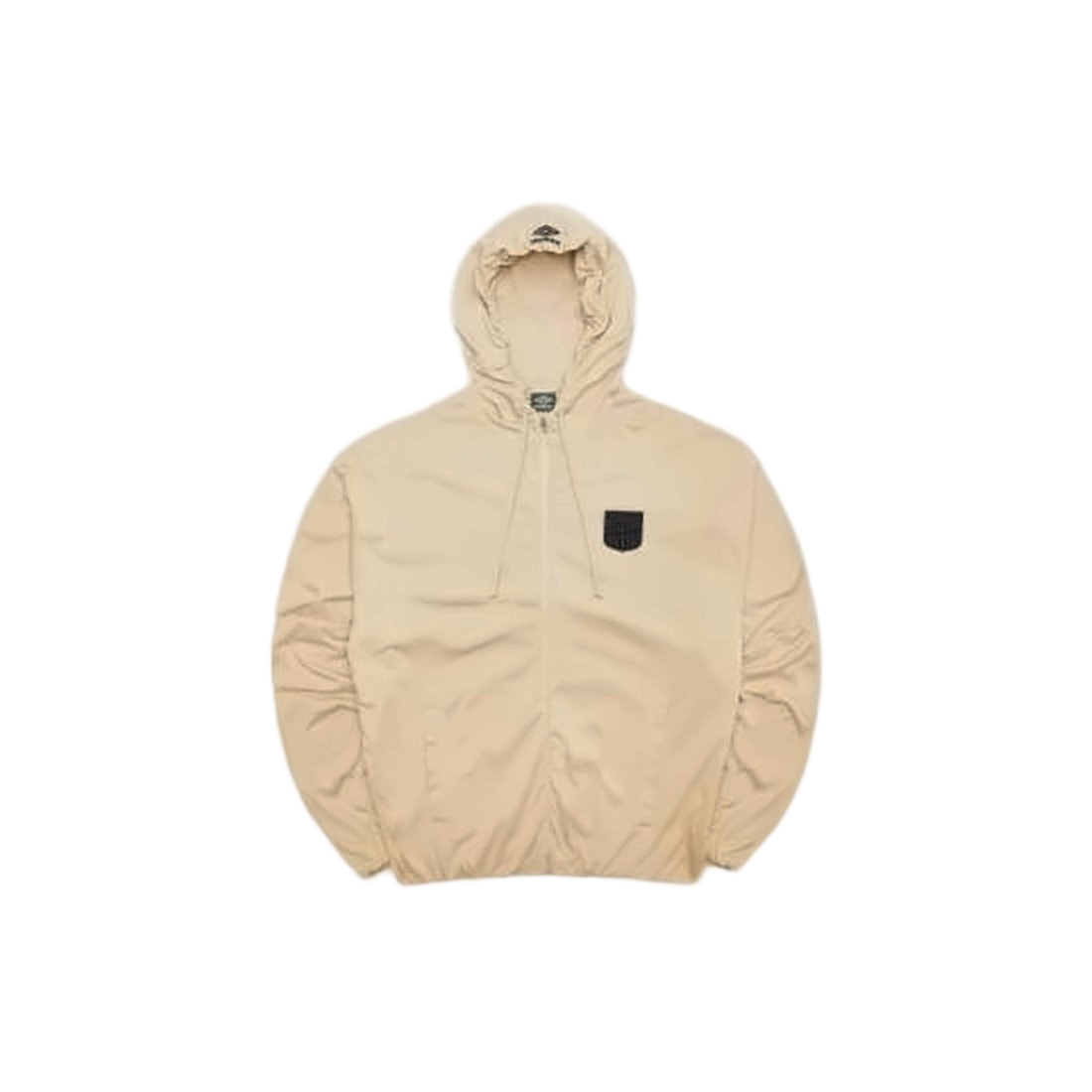 Light Beige Hooded Jacket with Zipper Closure