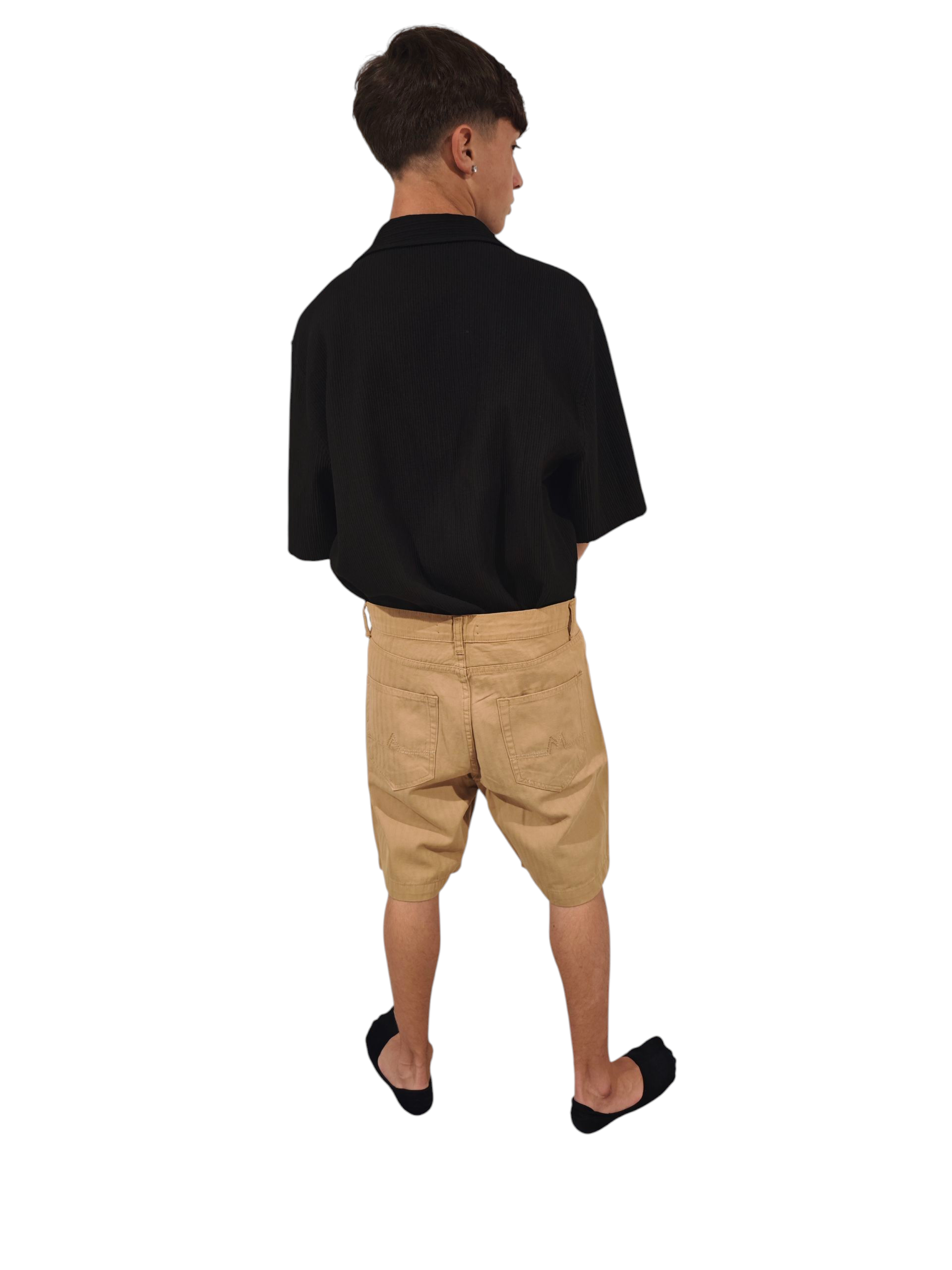 Knee-Length Bermuda Shorts with Five-Pocket Design and Logo Detail