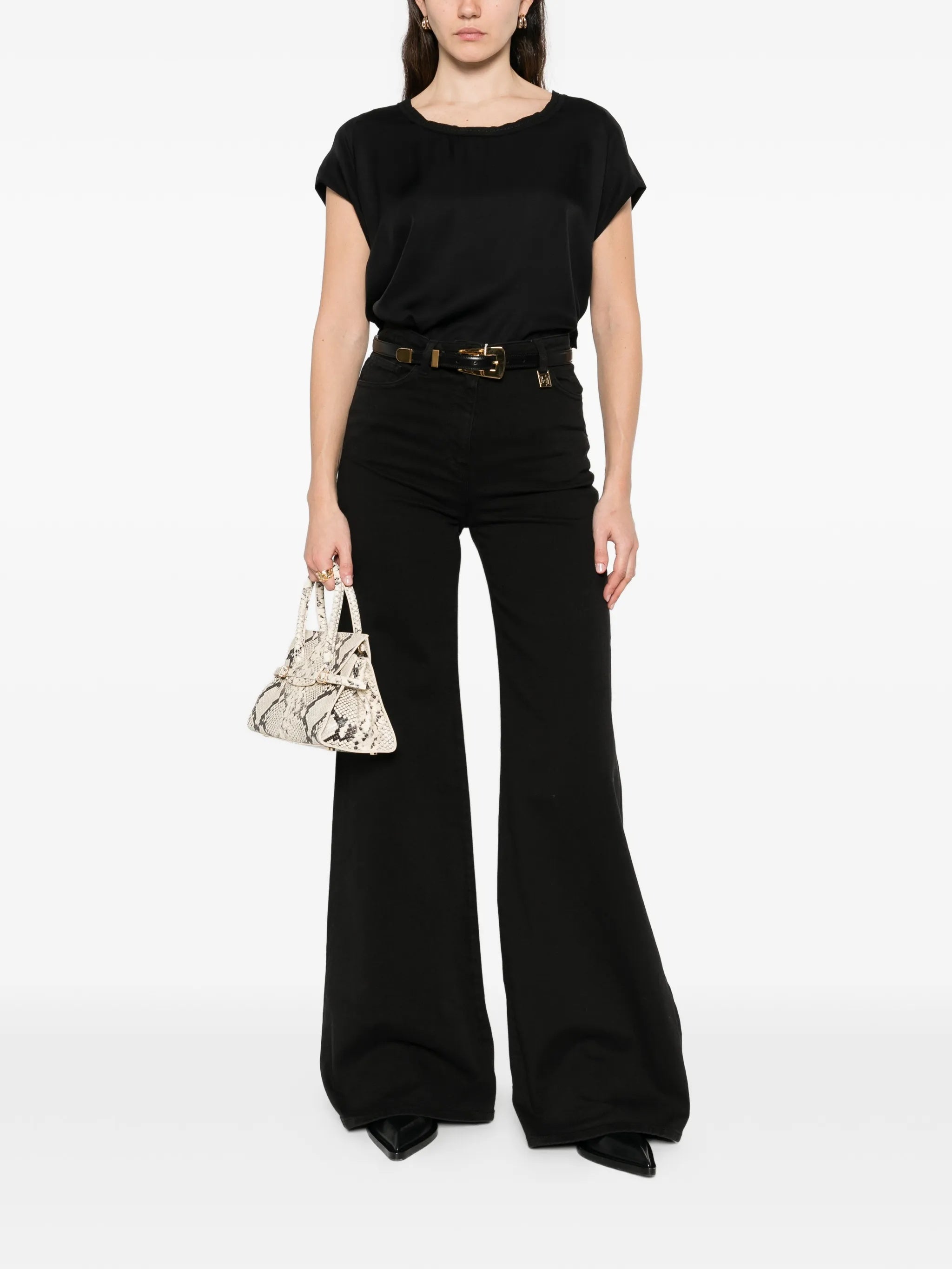 High-Waist Wide-Leg Black Denim Jeans