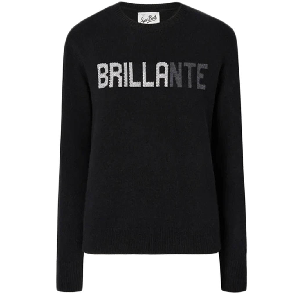 Black Long-Sleeved Sweatshirt with Rhinestone Detail