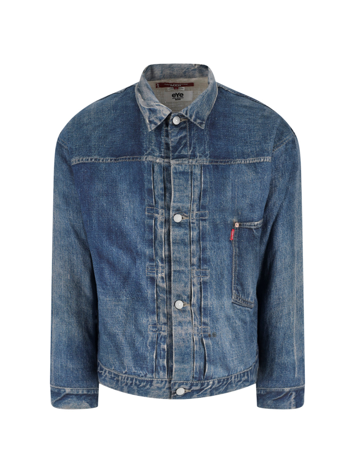 Blue Classic Collar Worn Denim Jacket