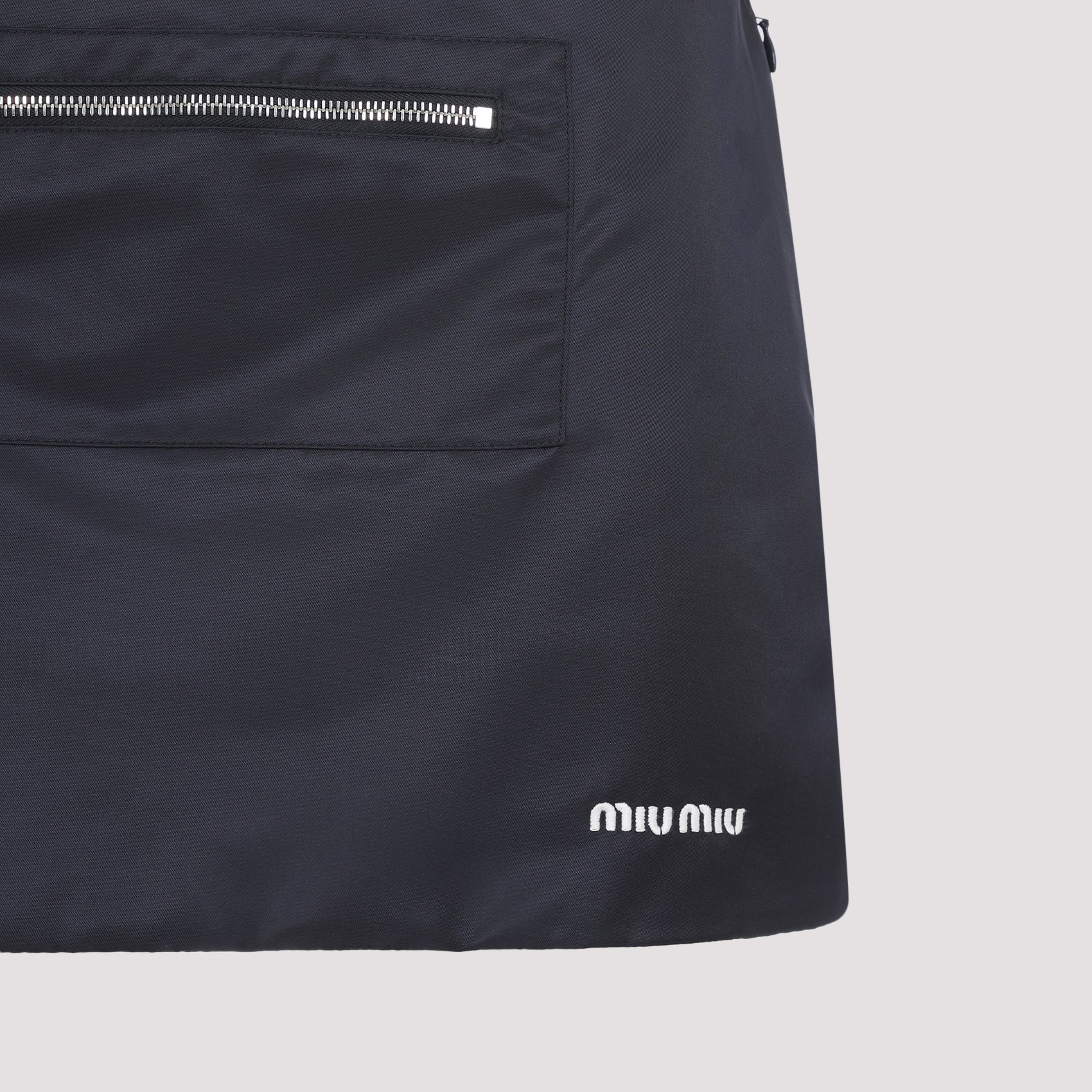 Minimalist Blue Mini Skirt with Zipper Pocket