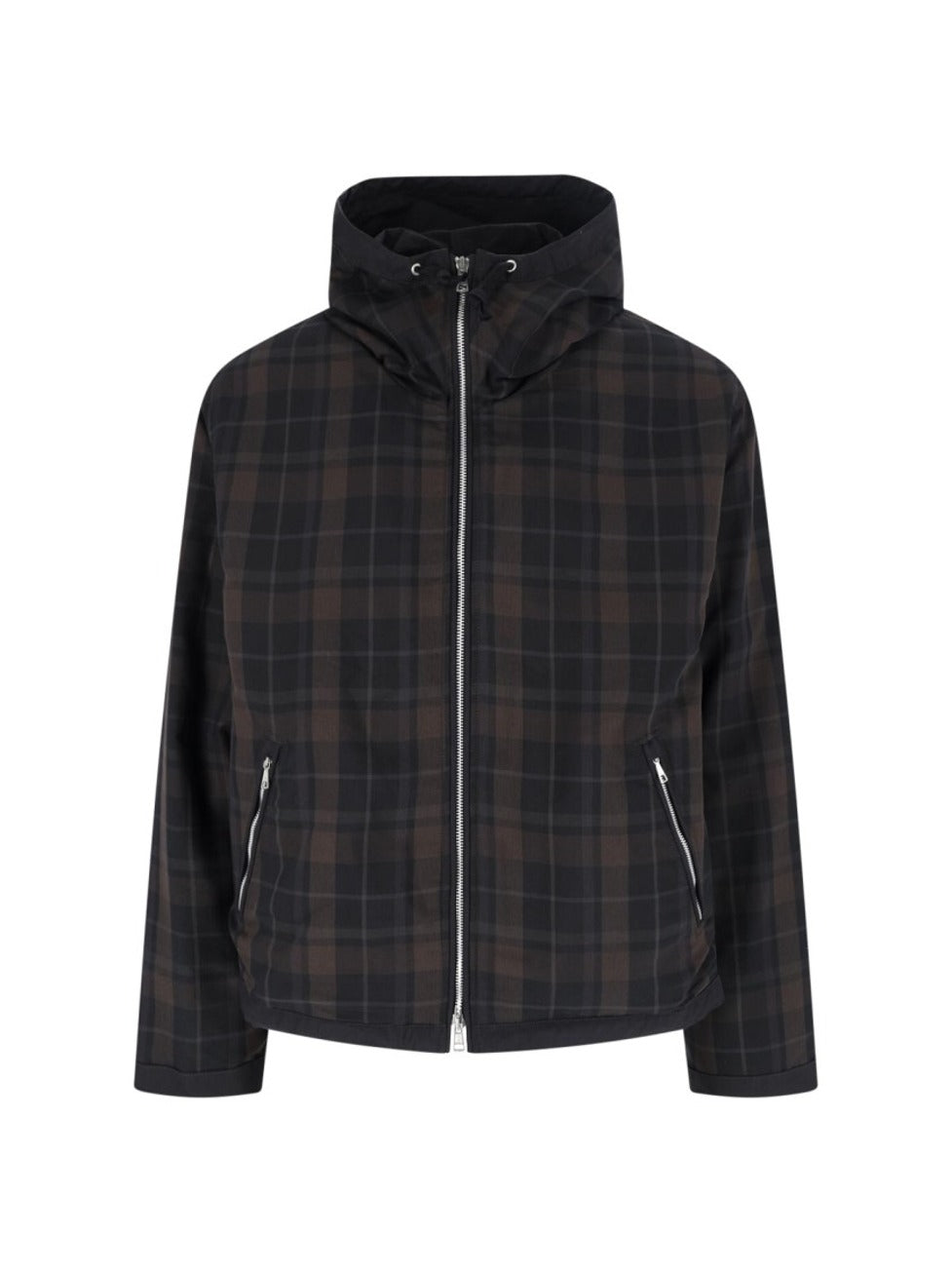 Plaid Zip Hoodie – Black