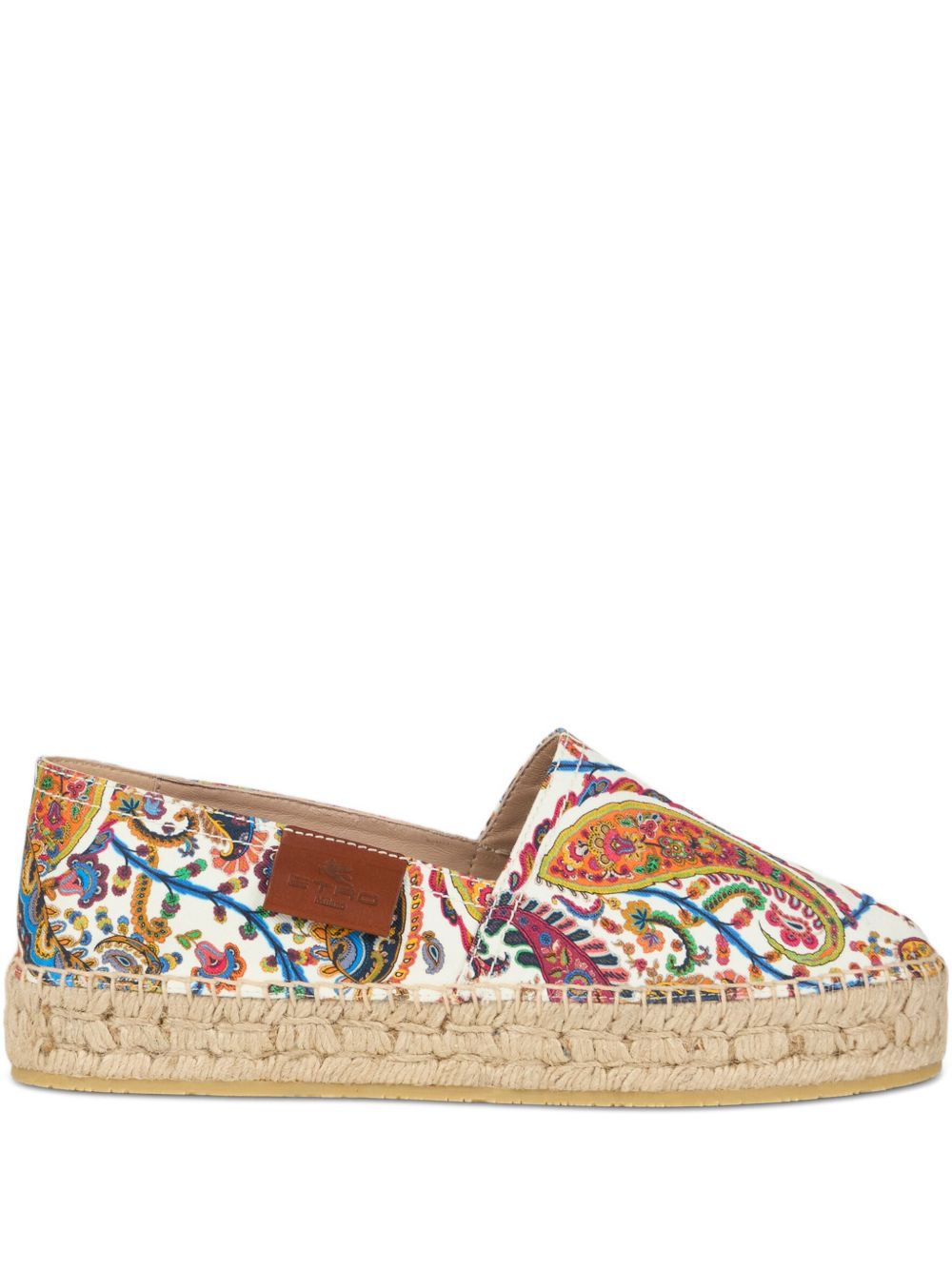 White Espadrilles With Floral Paisley Pattern