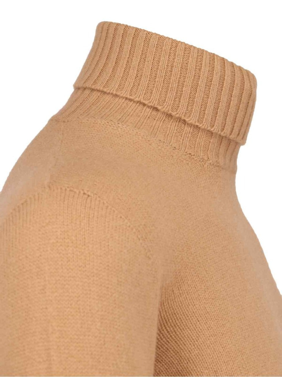 Turtleneck Sweater In Brown Cashmere Ribbed Trim