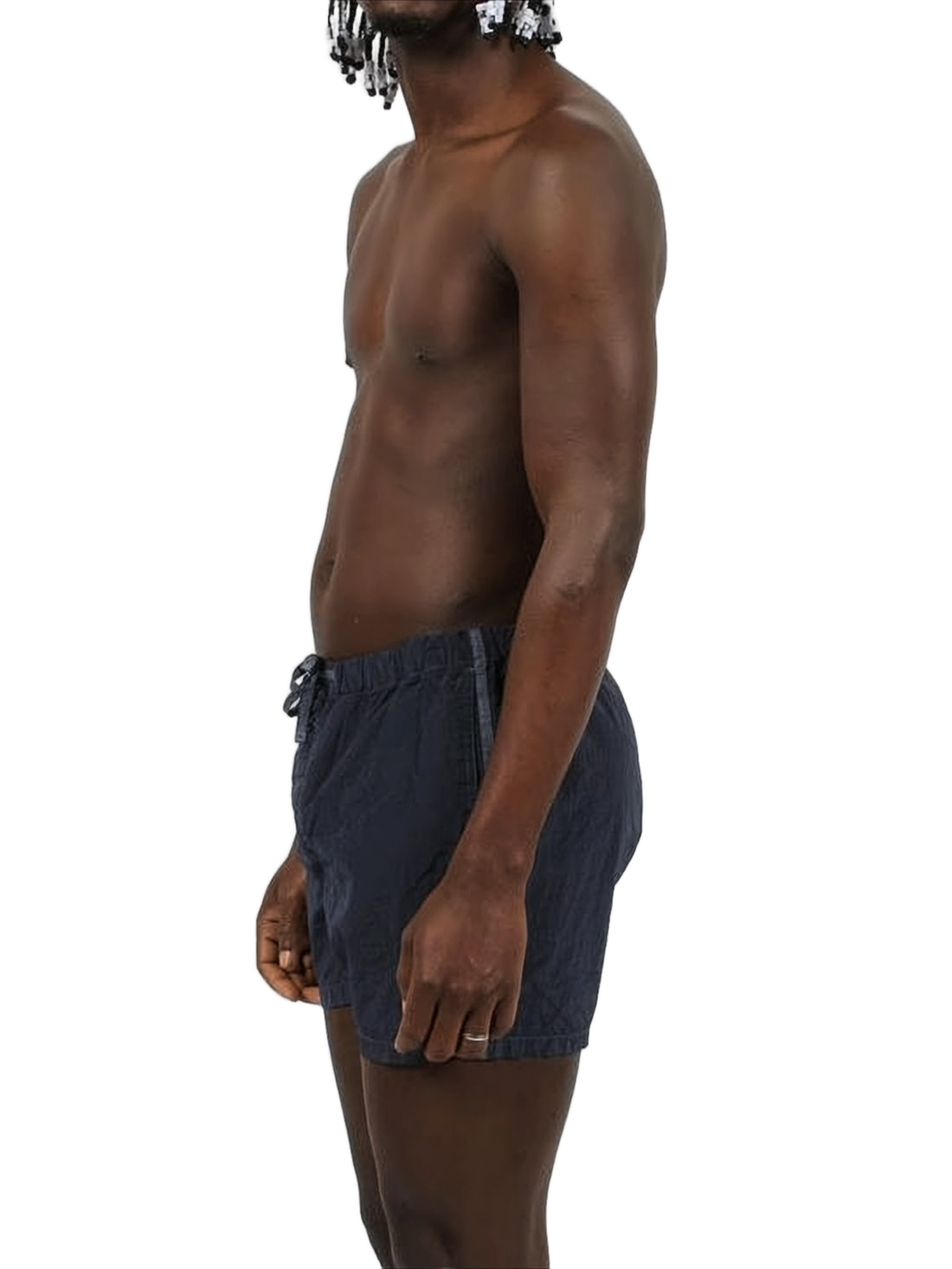 Textured Fabric Swim Shorts with Button