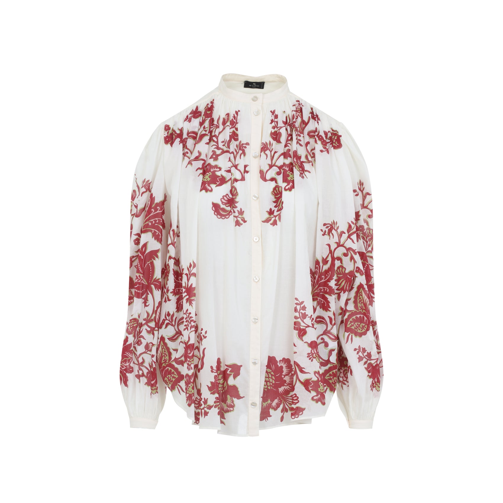 Elevated White Cotton Shirt With Floral Accents