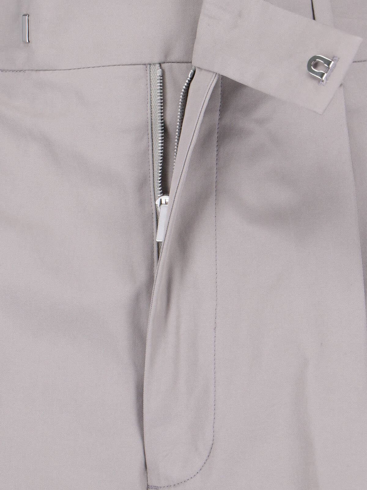 Grey High-Waisted Tailored Cotton Trousers