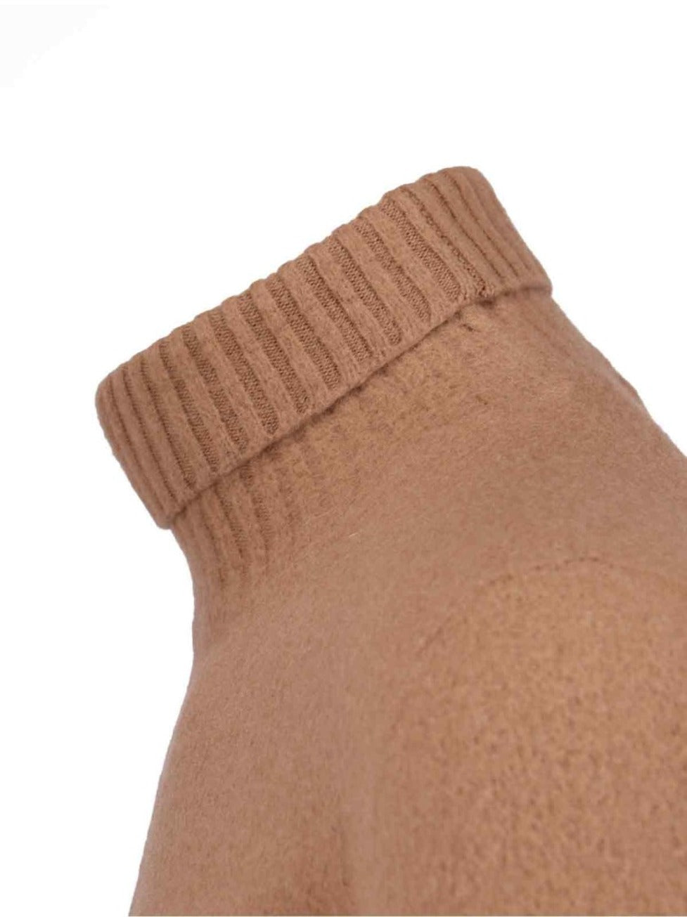 High Neck Sweater In Brown Wool Ribbed
