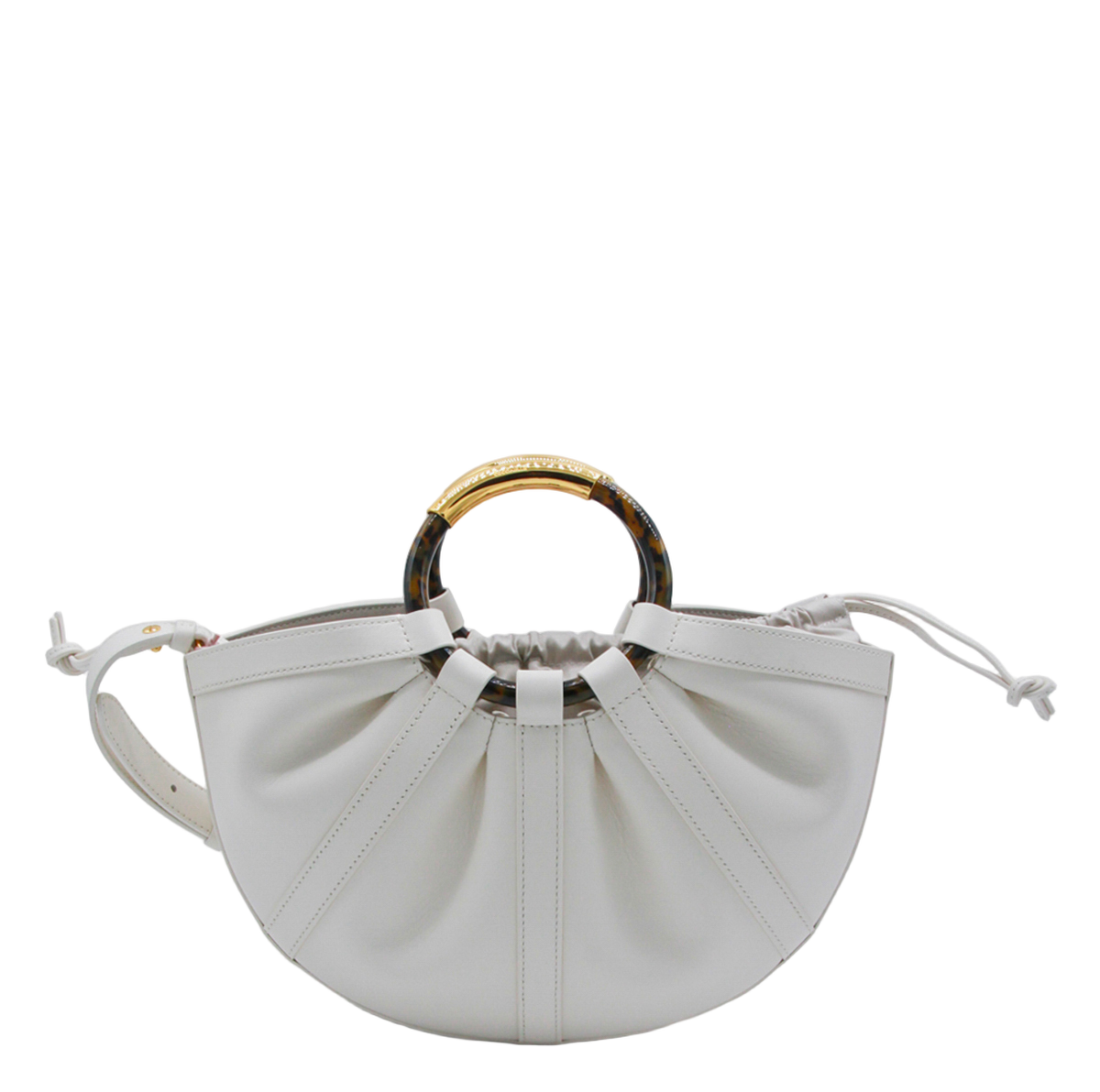 Soft-Gathered Handbag with Tortoiseshell Accents