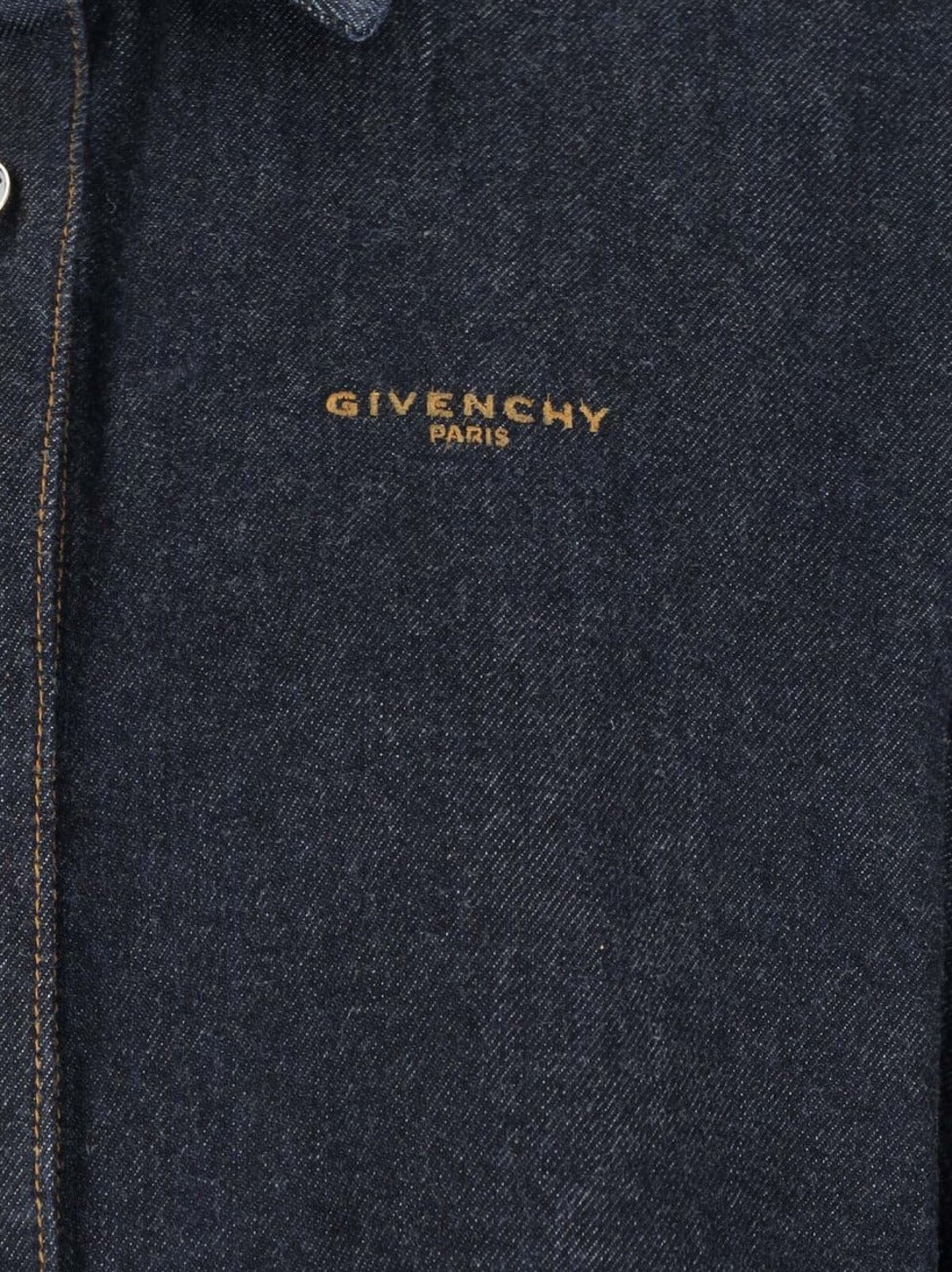 Logo Denim Shirt, Blue, Classic Collar, Button Closure
