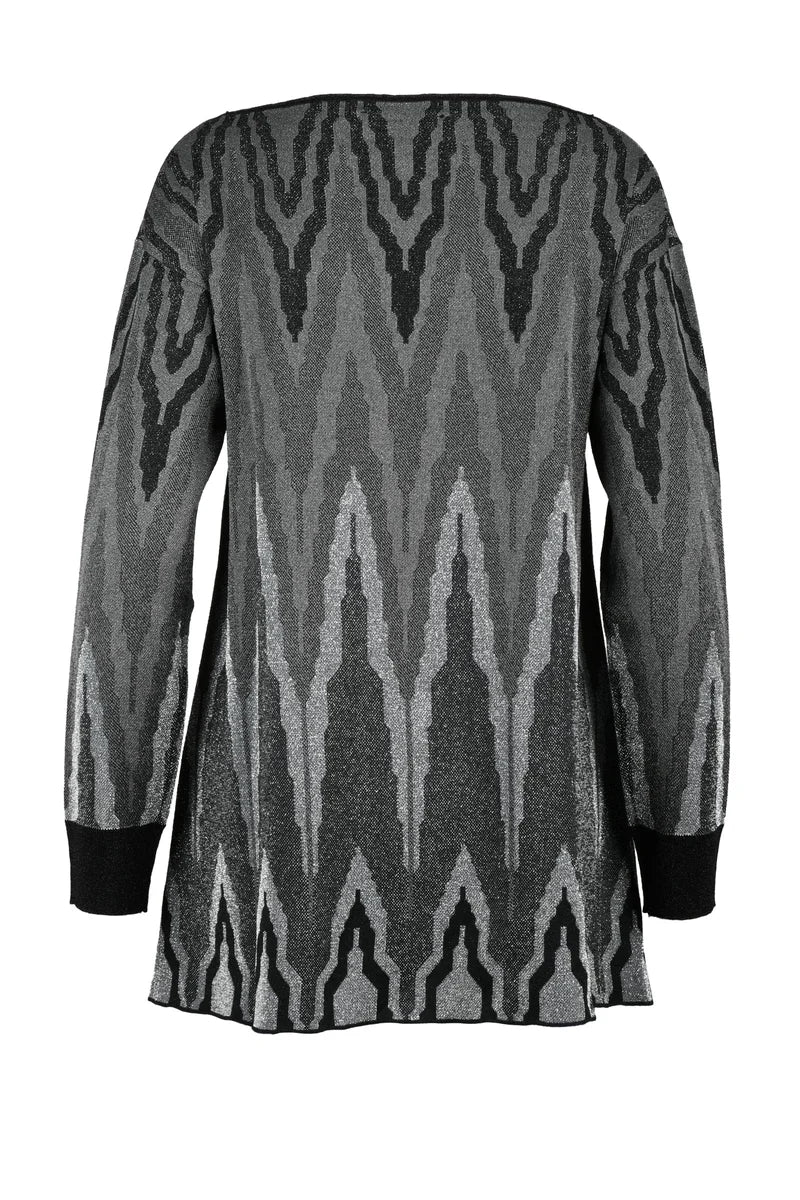 Flared Lamé Knit - Silver/Black