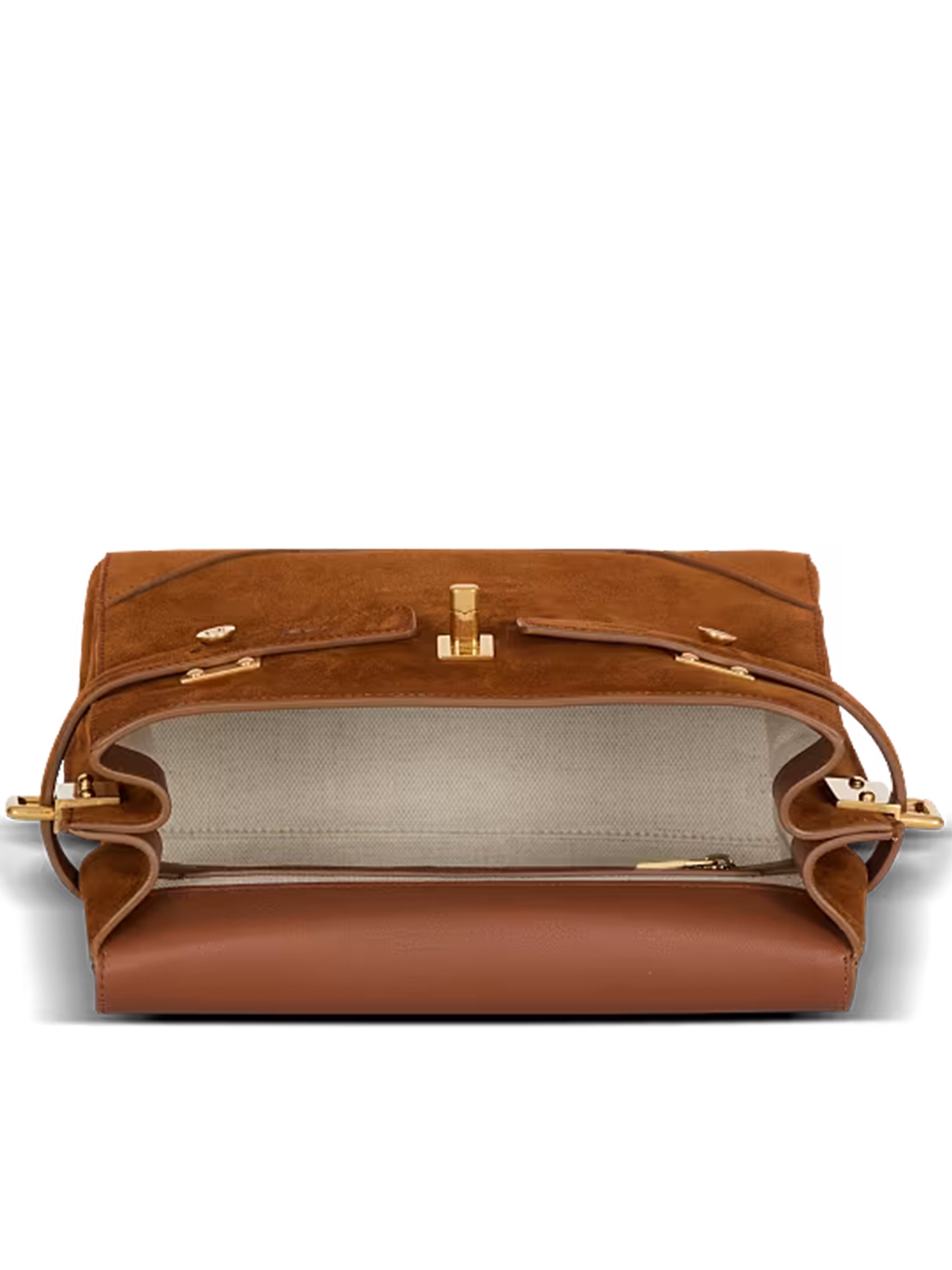 Medium Structured Suede Handbag Leather Accents