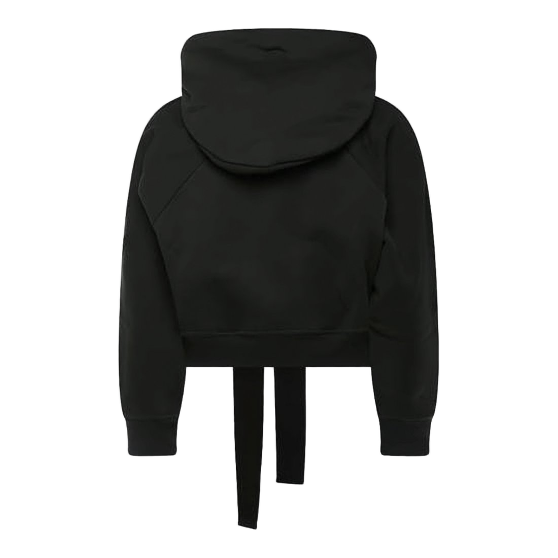 Cropped Black Hoodie with Extended Drawstrings