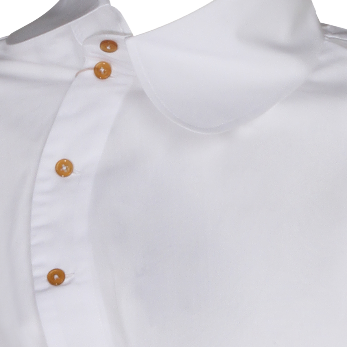 Asymmetrical Placket White Shirt with Embroidered Logo