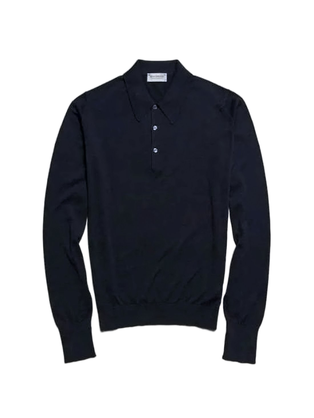 Long-Sleeve Polo Shirt With Classic Collar And Three-Button Placket