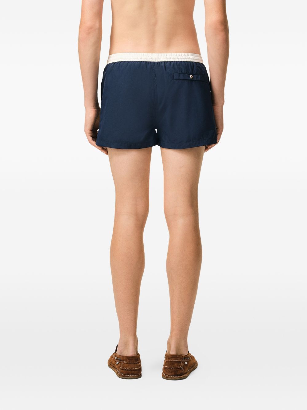 Navy Blue Slim Fit Shorts with Contrasting Drawstring Waistband
