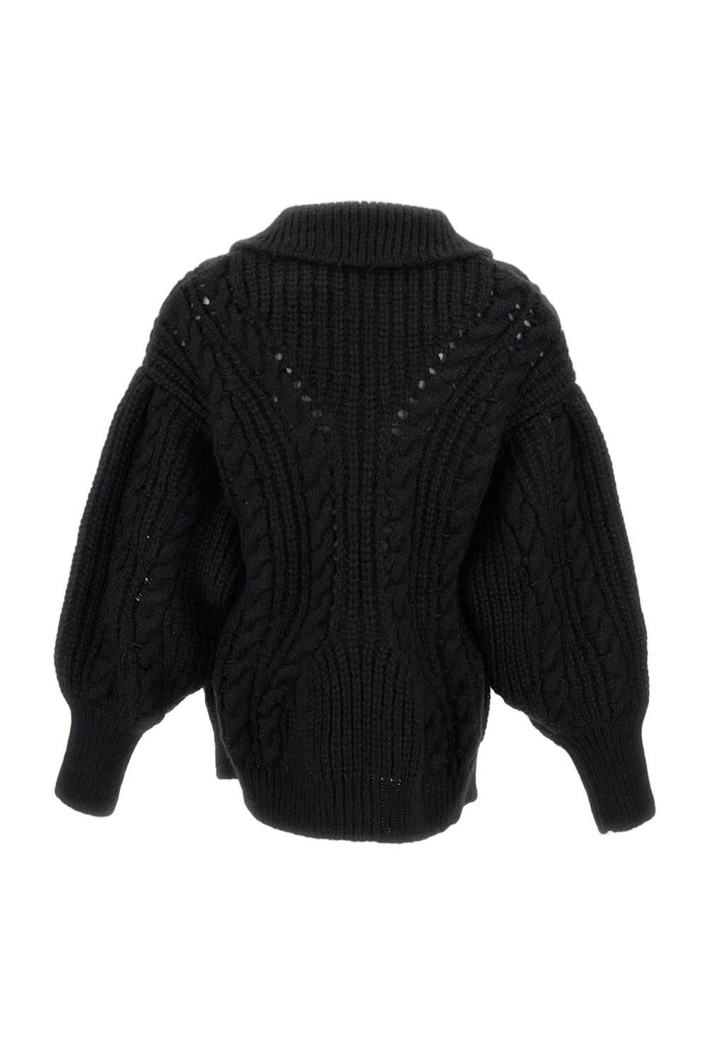 Chunky Knit Cardigan With Pointed Collar