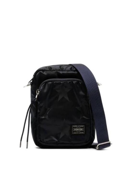 Compact Nylon Crossbody Bag With Star Pattern And Adjustable Strap