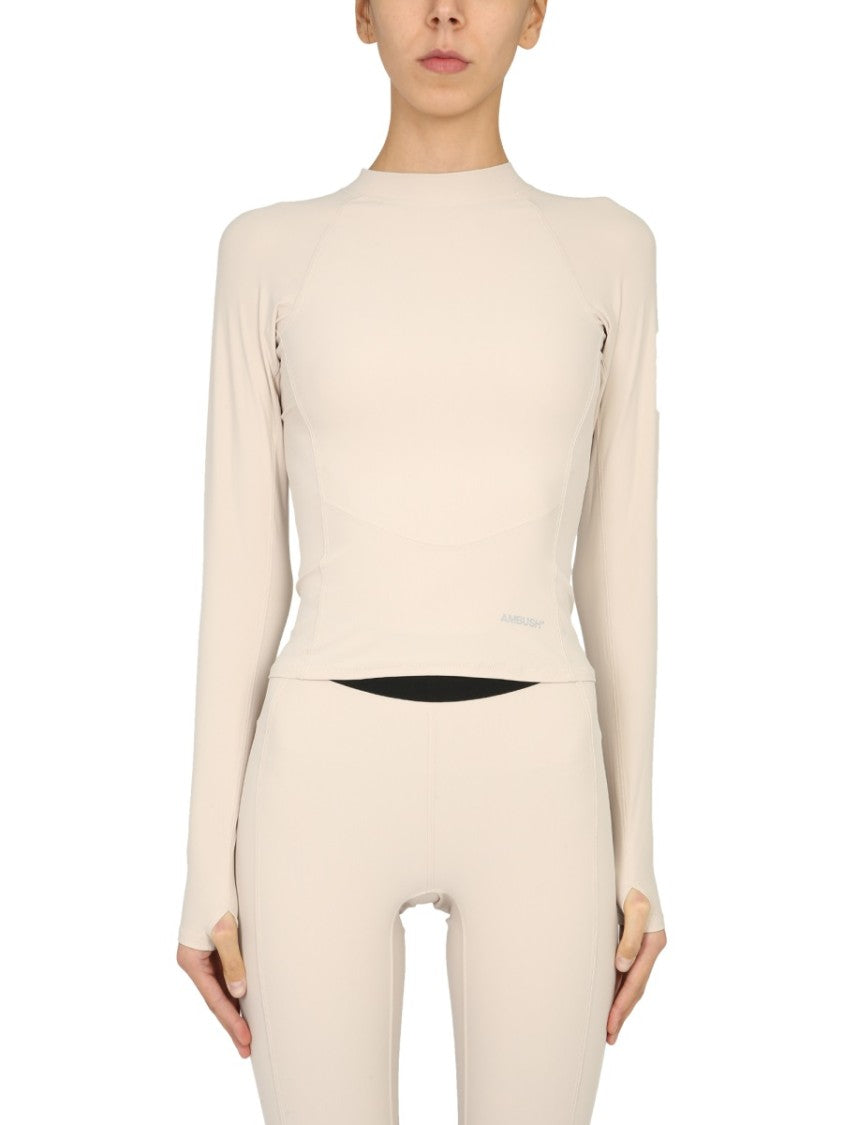 Fitted Long Sleeve Polo Neck Top
