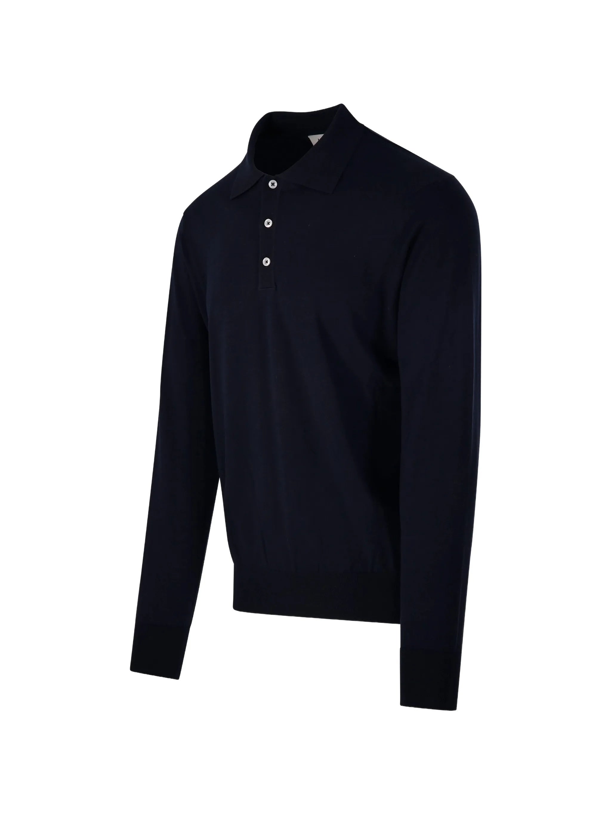 Black Polo Long-Sleeve Tailored Cotton Polo