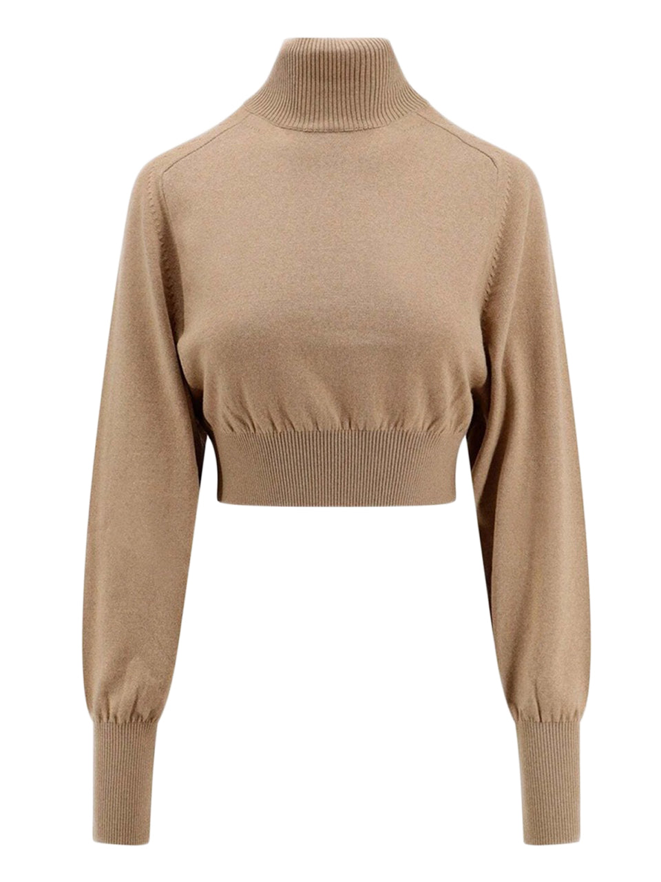 Cropped Turtleneck Sweater with High Neckline