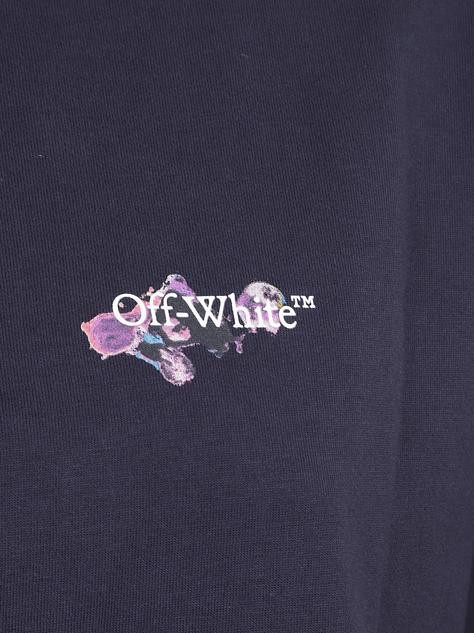 Granatowy T-shirt bawełniany z abstrakcyjnym wzorem w plamy farby