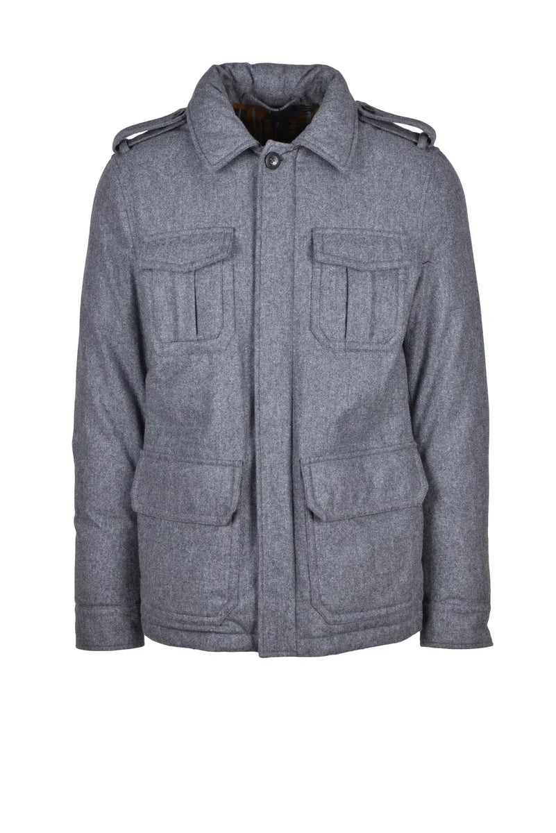 Wool Blend Parka with Down - Grey