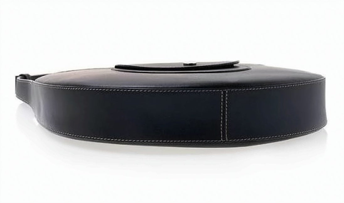 Half-Moon Black Calf Leather Shoulder Bag
