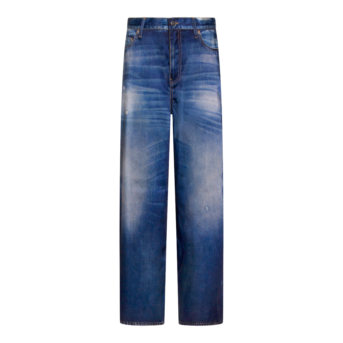 Mid-Rise Wide-Leg Jeans With Vintage Denim Print