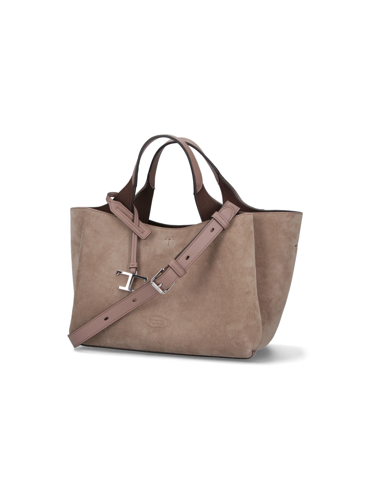 Mini Suede Tote Bag With Silver Charm