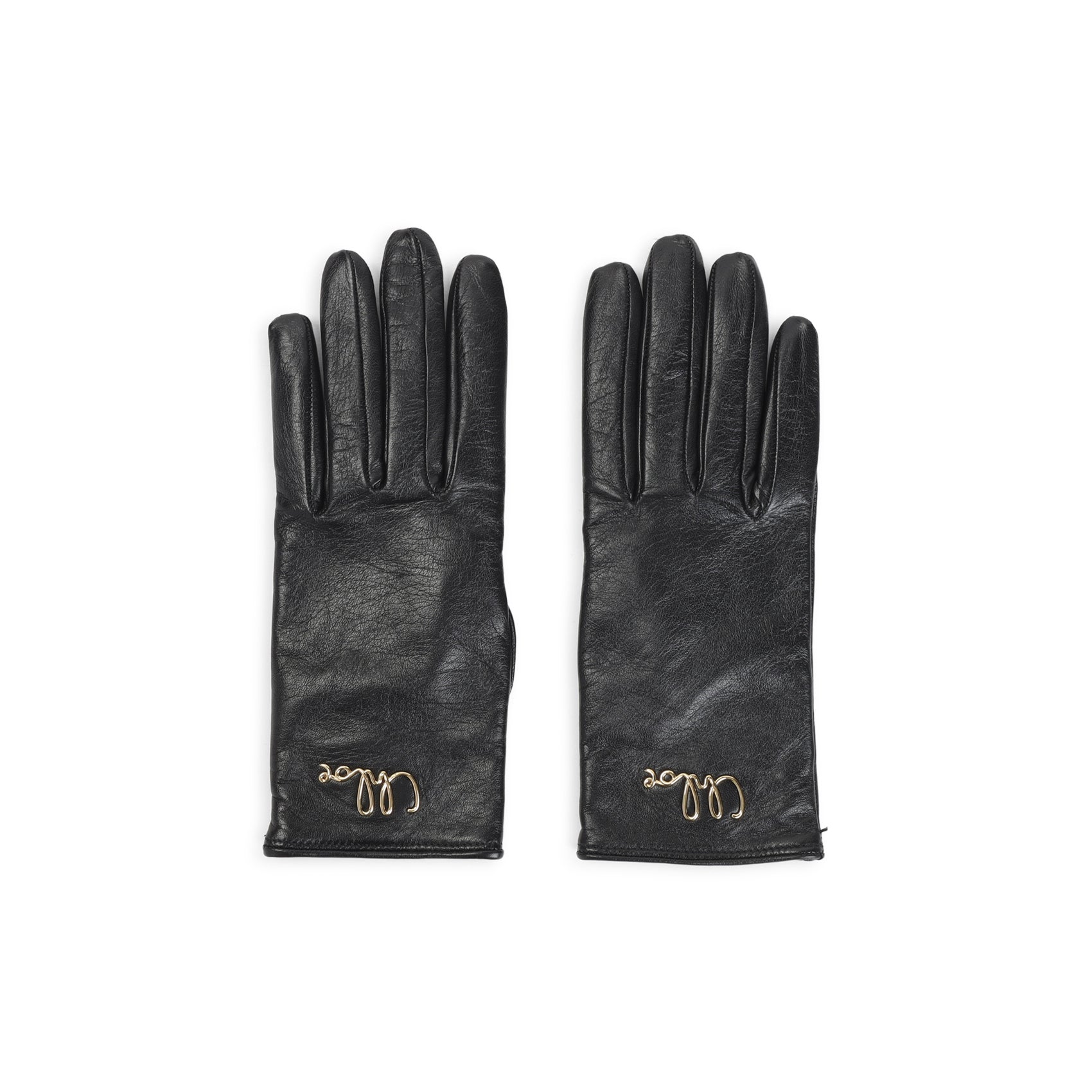 Sleek Leather Gloves with Subtle Logo Detail