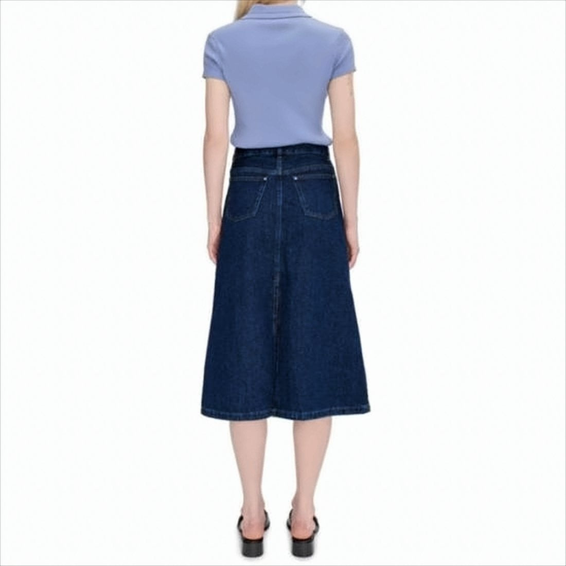 Midi Denim Skirt with Straight Silhouette