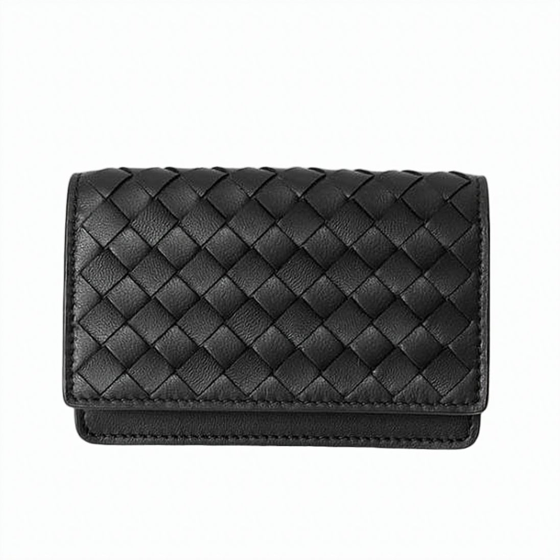 Compact Cardholder in Soft Lambskin with Signature Woven Pattern