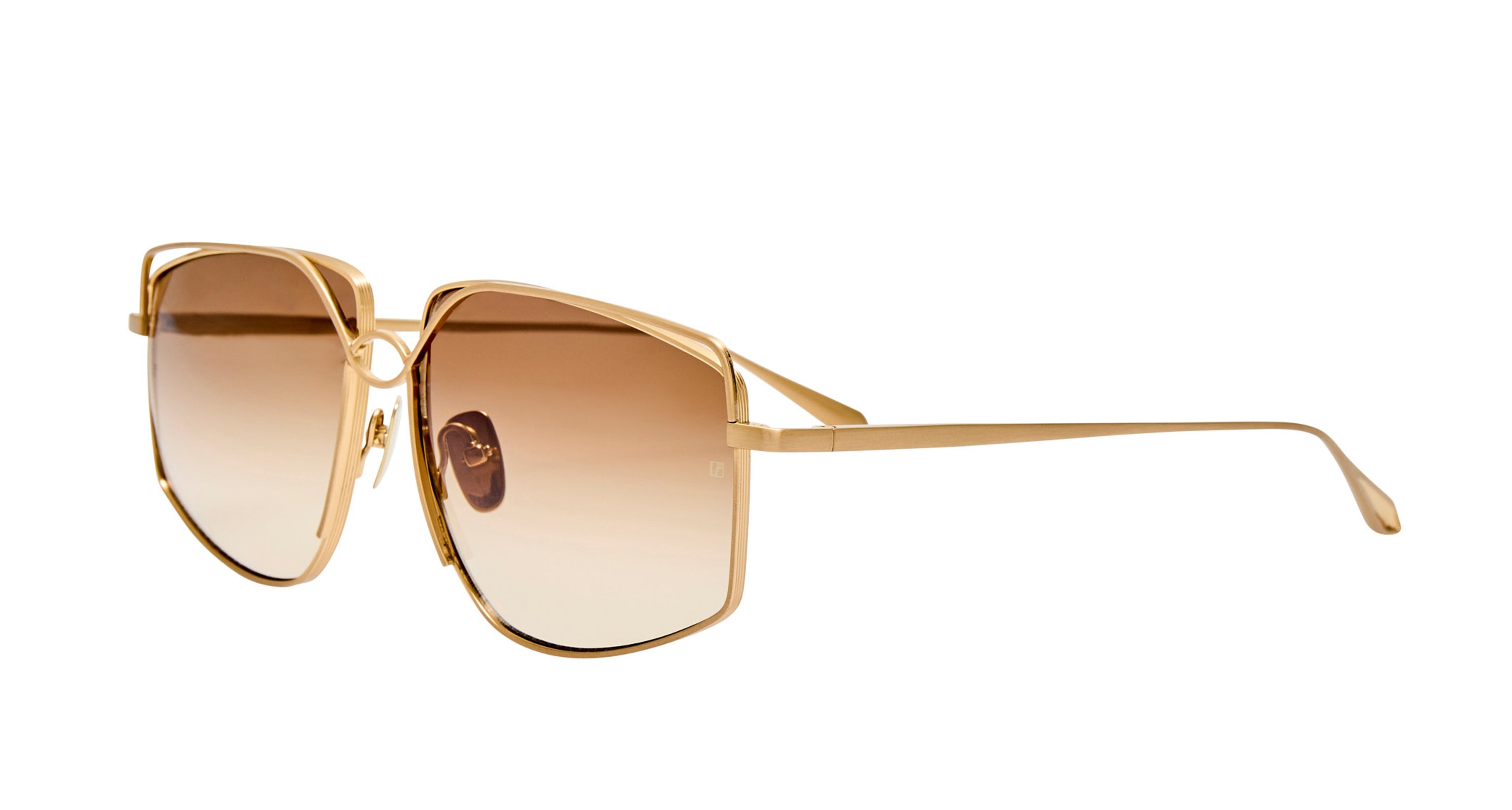 Lfl Geometric Titanium Sunglasses with Polished Gold Finish