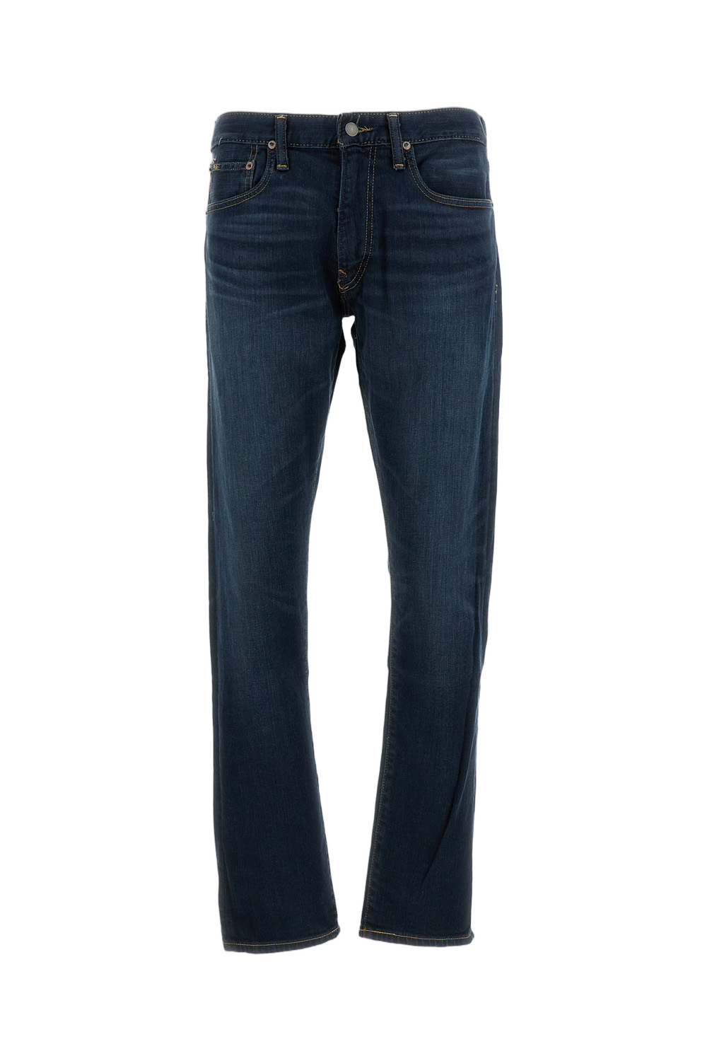 Straight-Leg Classic Blue Denim Jeans with Five-Pocket Styling
