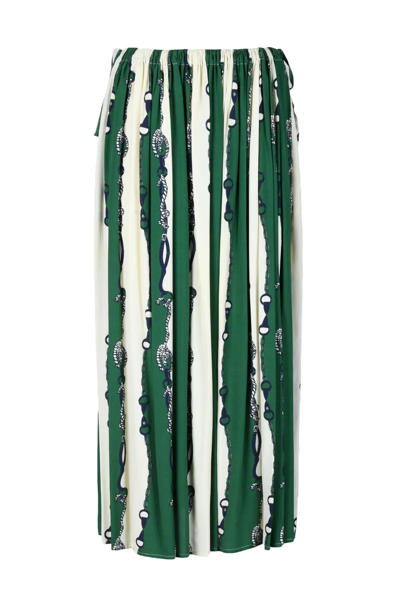 Long Skirt - Cream/Green