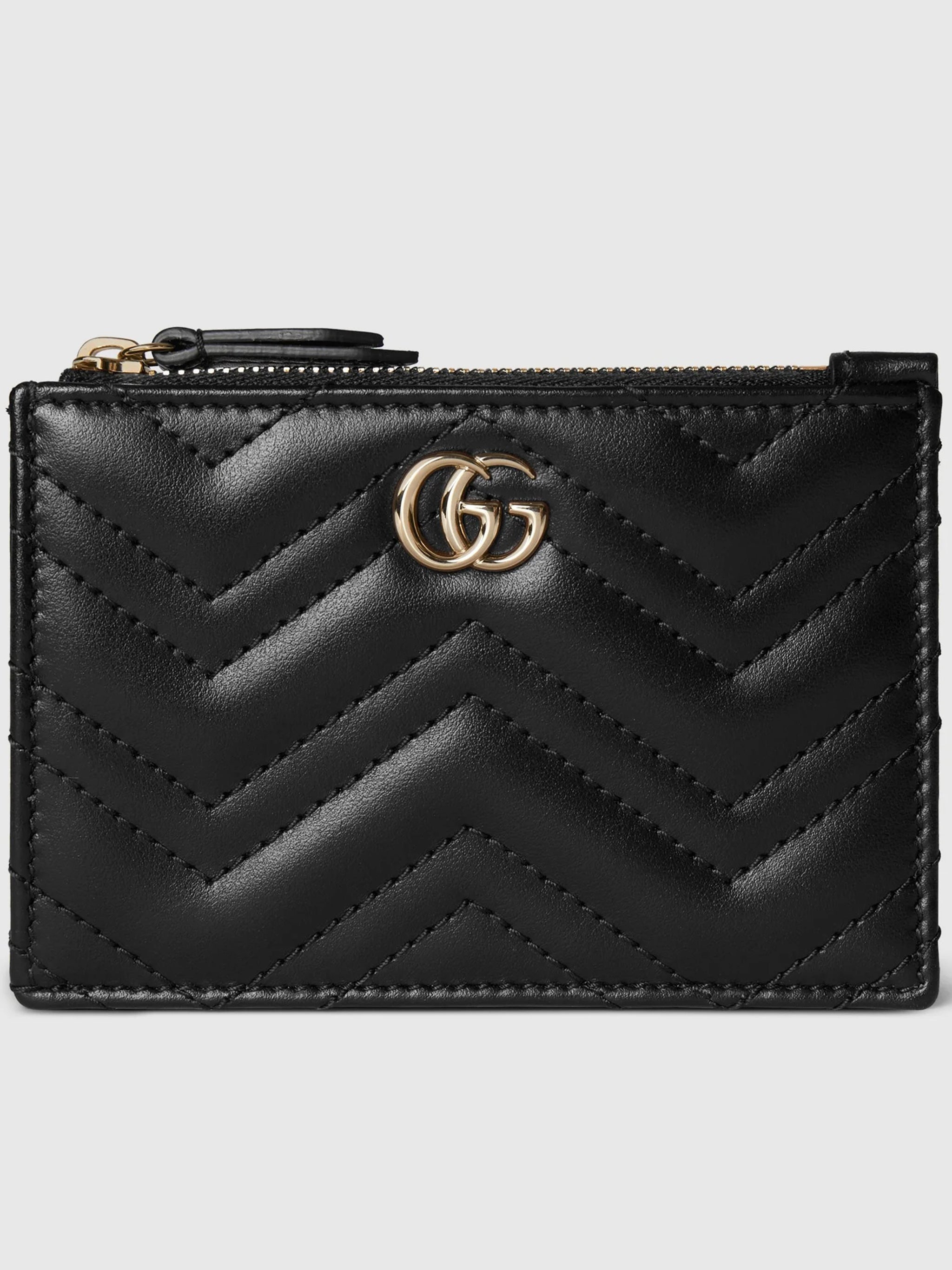Black Chevron Quilted Leather Key Pouch
