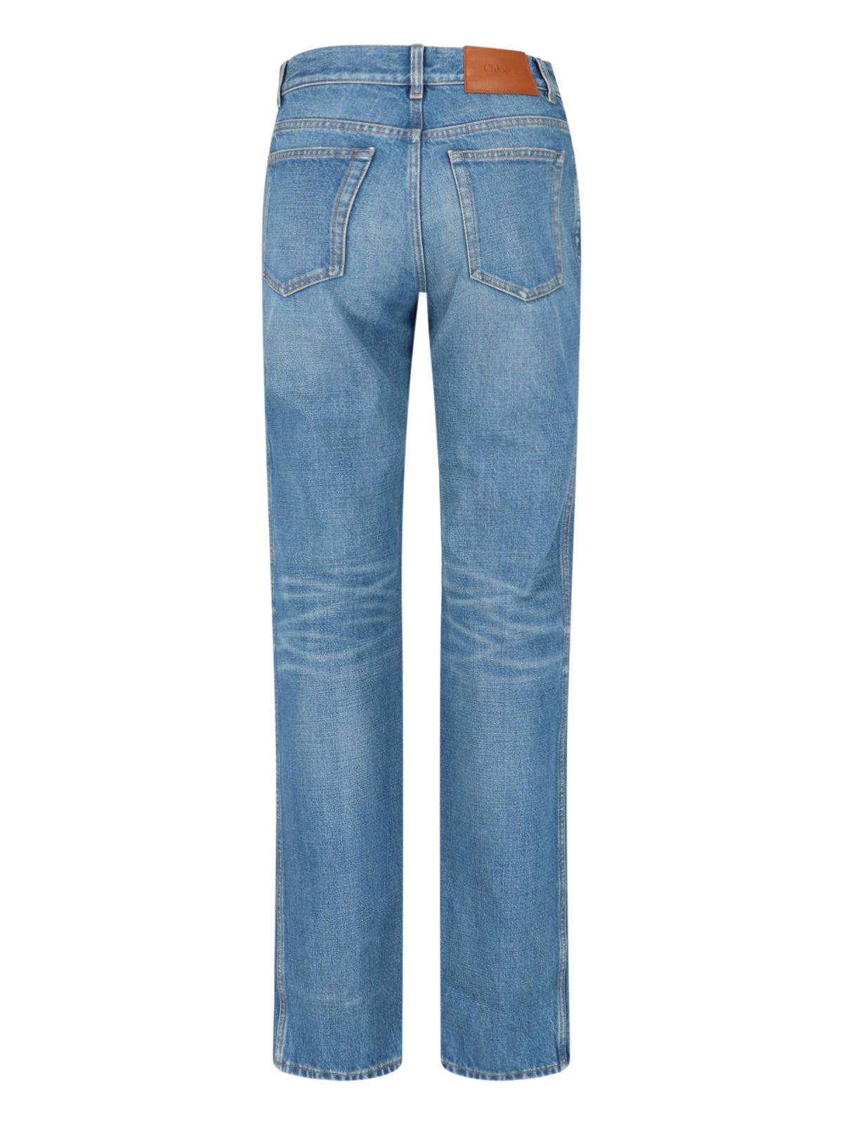 Blue Mid-Rise Straight-Leg Denim Jeans
