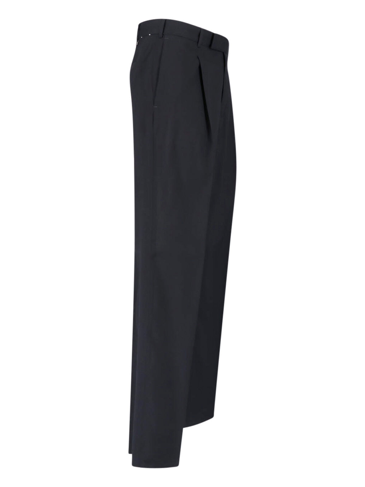 Black Mid-Rise Straight-Leg Virgin Wool Trousers